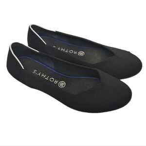 Rothy's Women's Ballet Flats Retired Black/ White Halo Classy Preppy 10.5 / 41.5